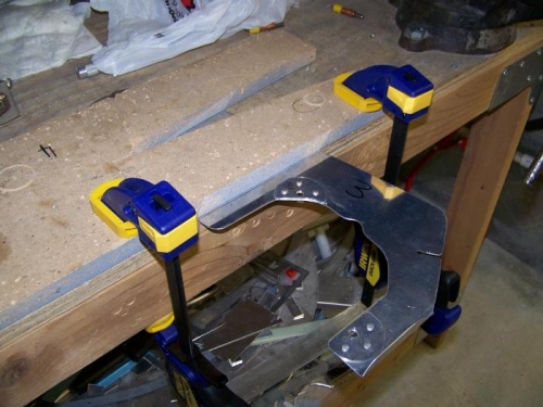 Left intake side - part 3 - clamped to bench and ready to bend