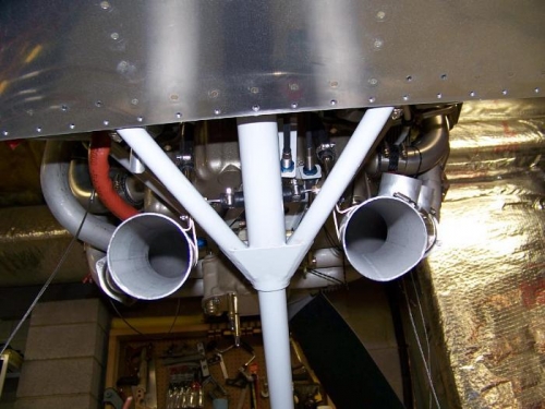 Tail pipes as viewed from the belly looking forward