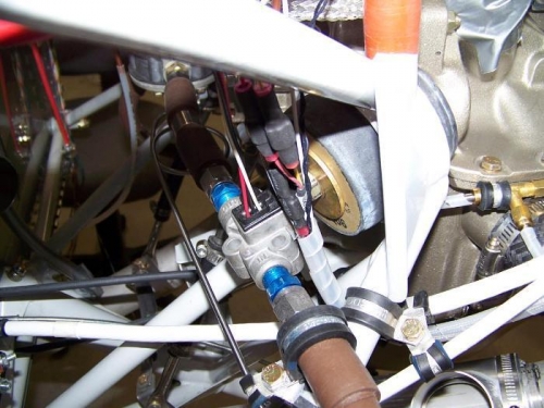 EGT & CHT wires for Cyl #1 & #3 bundled with fuel flow wires & secured- aft right top corner of engine