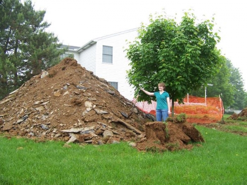 One big pile of dirt - only took Heather 3 hours to dig it :-)