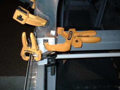 Right side rail positioned and clamped to channel