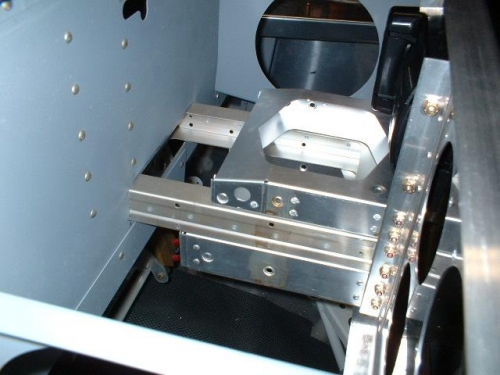 Slot cut in subpanel for SL40 comm tray - aft view