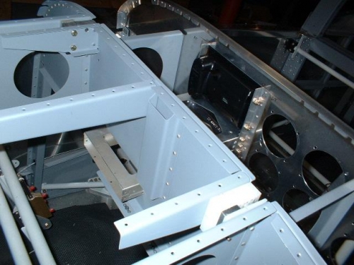 Slot cut in subpanel for SL40 comm tray - front view