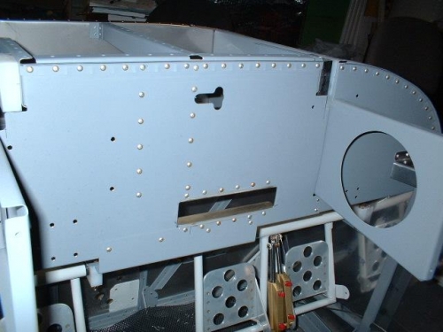 SL40 sub panel support angles riveted in place - aft view