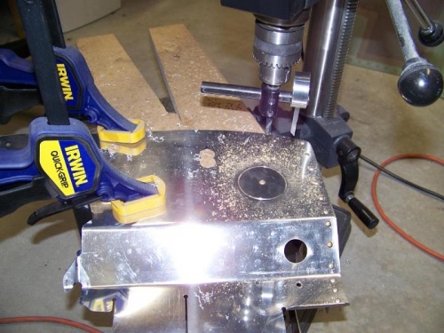 Using a fly cutter to make the cutout for the cabin heat flange
