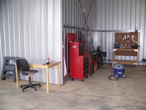 Table, desk, small workbench, and tool cabinet moved to hangar