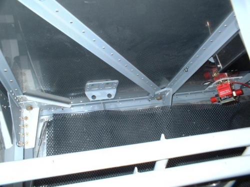 Inside view of lower corner and center bolts
