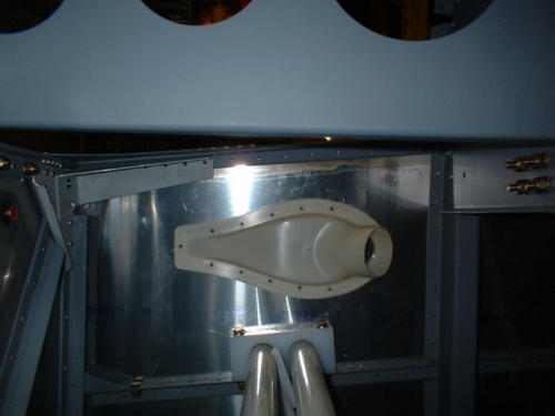 Interior view of left NACA duct drilled to fuselage