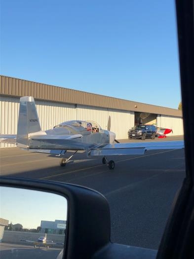 Ready for engine start: N748PK with John's RV-7A in the rear view