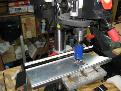 Used hole saw to start rectangular hole