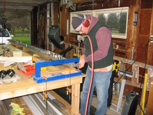 Rivet gun setup in C frame