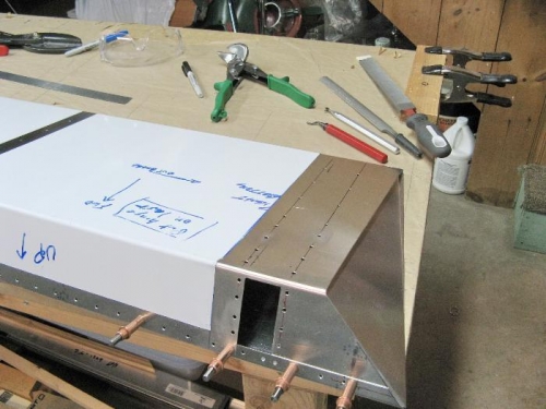 Tip rib trial fit. Next session - install tip and final riveting.