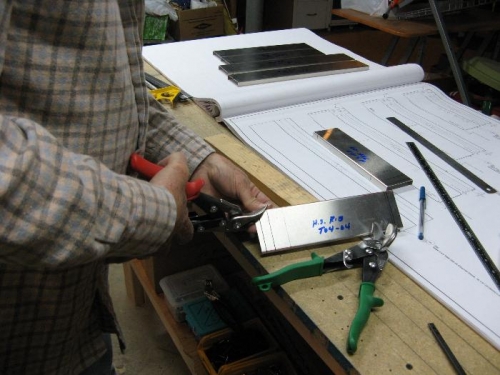 Using snips to rough cut