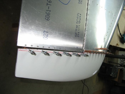 Aft tip drilled and clecoed.