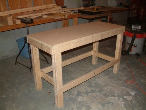 One of 2 workbenches completed