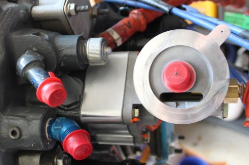 That big AN-8D 45 adapter replaces straight nipple. Got it turned in 5 full turns. Same as original.