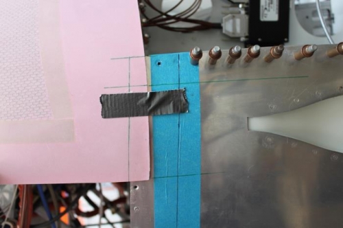 Reference lines on fuselage side skin. Not a lot of extra cowl.