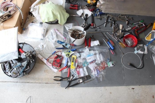 Typical work site for me. Weld on the shop stool seat is breaking,.