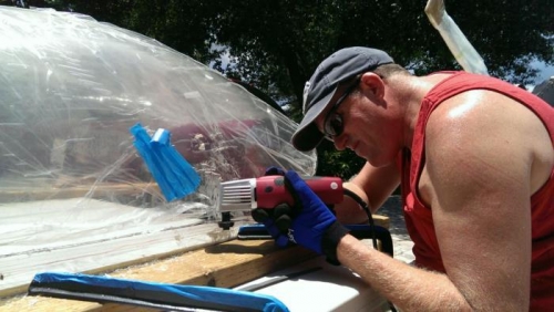 Paul tackling his first canopy.