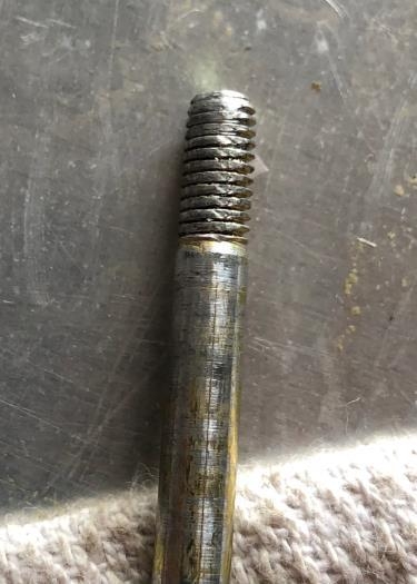 Throwaway AN3-16A shows damaged threads. My bad.