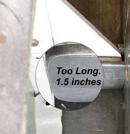 The F605 was too long. It hit the wing rib and left the wing sweep 1 inch too far forward