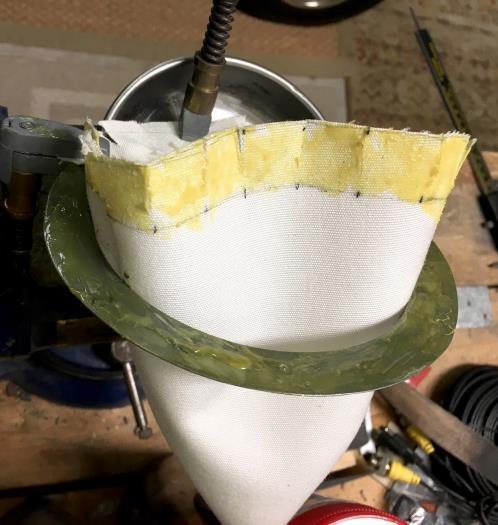 Contact cement on both surfaces and let gloss over.