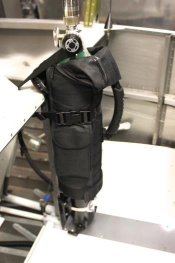 Cover has black buckles I sewed into correct position at the upper attach point.