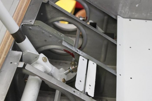 Ribs marked in red for grinding off to allow servo movement.