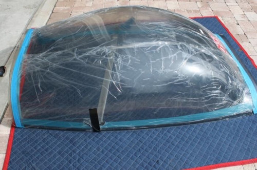 Tape on top of plastic doesn't stick well.  I'll strip the plastic and tape the canopy itself.