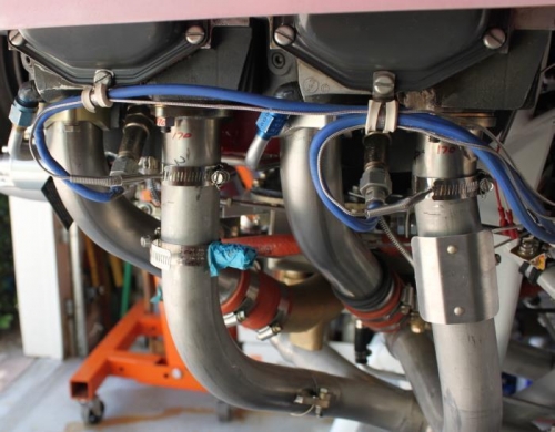 #2 exhaust injector installed and taped up for now.  Line crosses #4 so I added heat shield to #4.