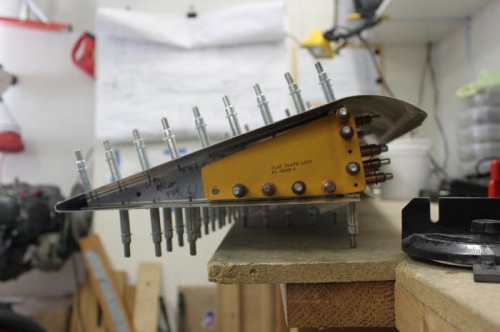 Root end of right wib with all holes drilled.