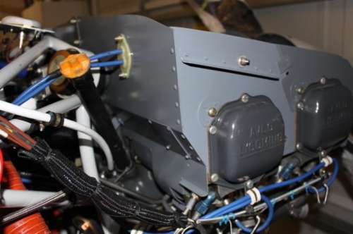 Right rear.  Need to attach lower plug wires to the baffles somewhere.