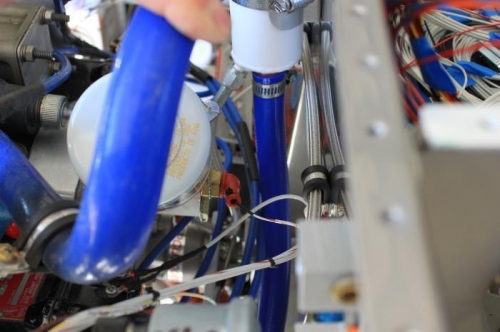 Labeled and connected Oil Temperature connection.