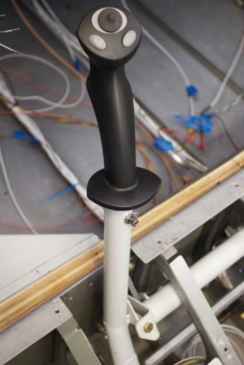 Set screw faced rearward.  Gust lock won't interfere when I use it.