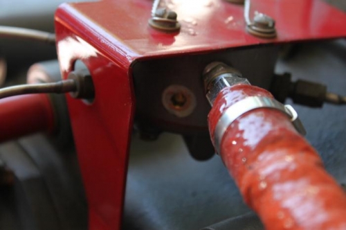 Plugged former fuel pressure line from spider. Fuel supply line may change direction later.