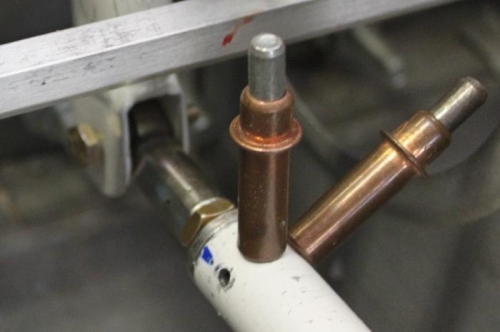 Reinserted fitting after getting F689 into airplane.  Tight to get in, but it will.