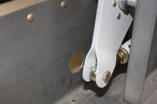 Temp placed into bellcrank to check position throughout total stick movement.