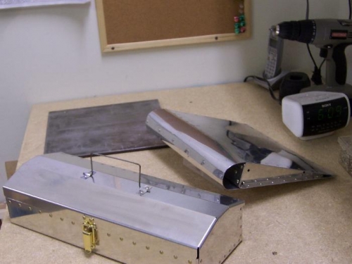 The final products.  Thats my backriveting plate behind them. 1/4 inch welding plate from Lowes