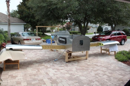 Removed tanks, flaps and ailerons for safety.