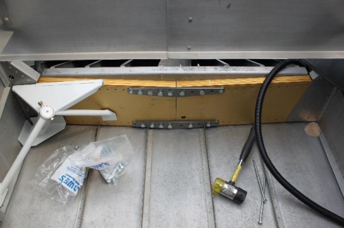 Set the right gear weldment into the hole.  Not aligned at all yet.  Just laying there.