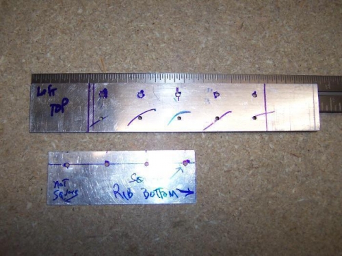 Hole marking templates for ribs-to-spars