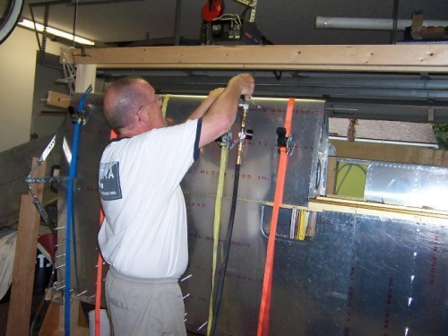 Once the top is drilled and clecoed, continue on the bottom side.