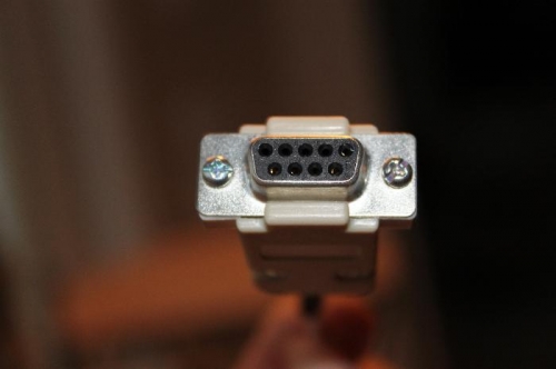 Assembed connector. Pins are in the bottom row and 1 in the top right row.