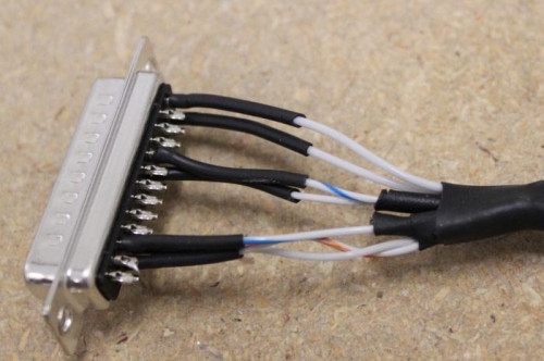 Made this DSUB to connect headphone and microphone jacks.