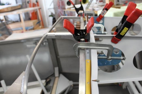 5/8 inch spacers clamped in place and the frame clamped to the sub panel