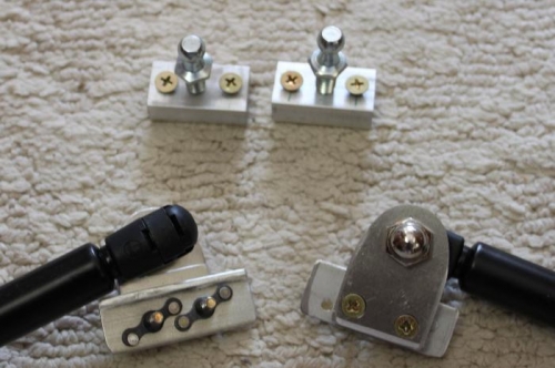 Top hardware gets mounted inside the forward canopy frame to hold one end of lift strut.