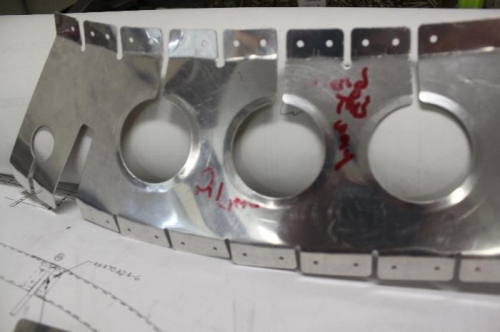 Marked and bent riveting tabs 24 degrees for start.