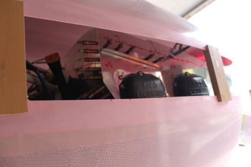 Reach in and trace bottom of 5 1/2 inch spacer along the baffle as it touches top of cowl.