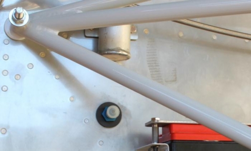 Painted alum spacer with engine paint..