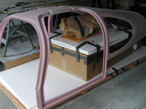 Passenger compartment and some boxes on the pallet